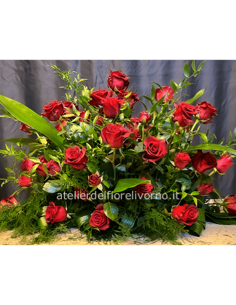 Cuscino Funebre con Rose Rosse